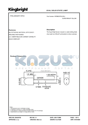 WP5603SYDL-SD-J datasheet - OVAL SOLID STATE LAMP