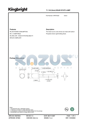 WP57GGD datasheet - T-1 3/4 (5mm) SOLID STATE LAMP