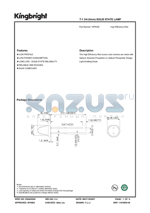 WP63ID datasheet - T-1 3/4 (5mm) SOLID STATE LAMP