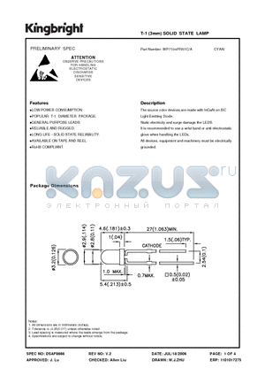 WP7104PR51C/A datasheet - T-1 (3mm) SOLID STATE LAMP