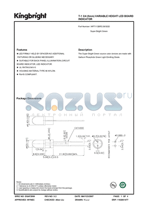 WP7113BR5.08-SGD datasheet - T-1 3/4 (5mm) VARIABLE HEIGHT LED BOARD INDICATOR