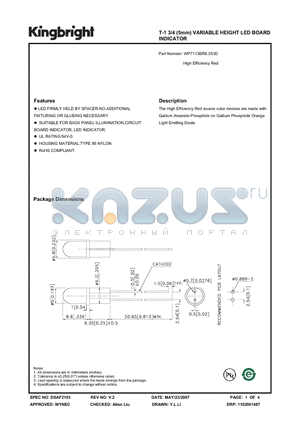 WP7113BR6.35/ID datasheet - T-1 3/4 (5mm) VARIABLE HEIGHT LED BOARD INDICATOR