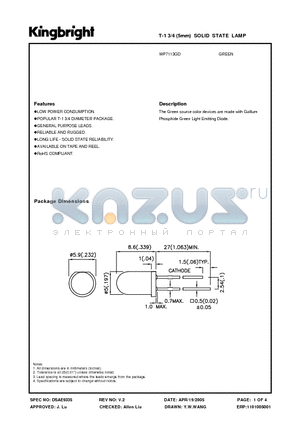 WP7113GD datasheet - T-1 3/4 (5mm) SOLID STATE LAMP