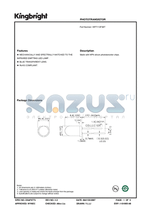 WP7113P3BT datasheet - PHOTOTRANSISTOR