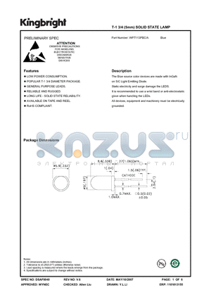 WP7113PBC/A datasheet - T-1 3/4 (5mm) SOLID STATE LAMP