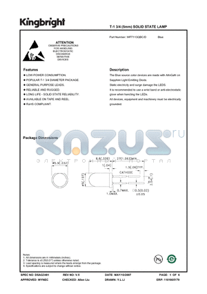 WP7113QBC/D datasheet - T-1 3/4 (5mm) SOLID STATE LAMP