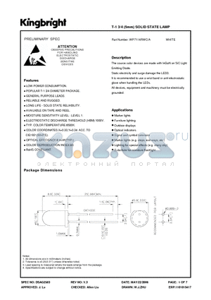WP7114RWC/A datasheet - T-1 3/4 (5mm) SOLID STATE LAMP