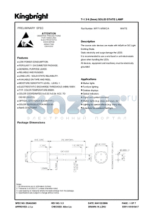 WP7114RWC-A datasheet - T-1 3/4 (5mm) SOLID STATE LAMP