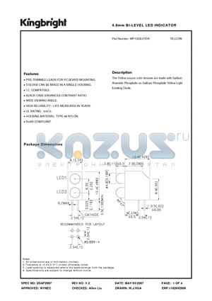 WP73EB/2YDA datasheet - 4.8mm BI-LEVEL LED INDICATOR