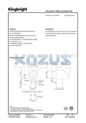 WP73JB/IDA datasheet - 4.8mm RIGHT ANGLE LED INDICATOR