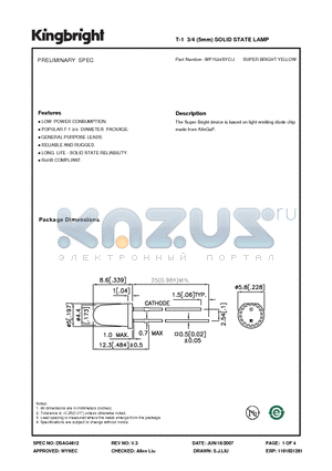 WP7524SYC-J datasheet - T-1 3/4 (5mm) SOLID STATE LAMP