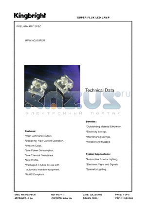 WP7678C2SURC-G datasheet - SUPER FLUX LED LAMP