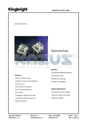 WP7677C2SURC-G datasheet - SUPER FLUX LED LAMP