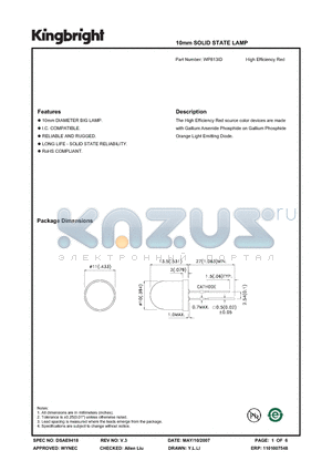 WP813ID datasheet - 10mm SOLID STATE LAMP