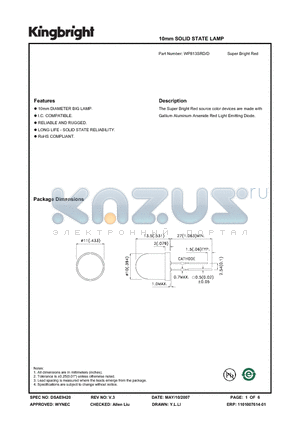 WP813SRD-D datasheet - 10mm SOLID STATE LAMP