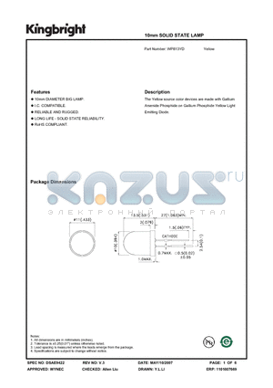 WP813YD datasheet - 10mm SOLID STATE LAMP