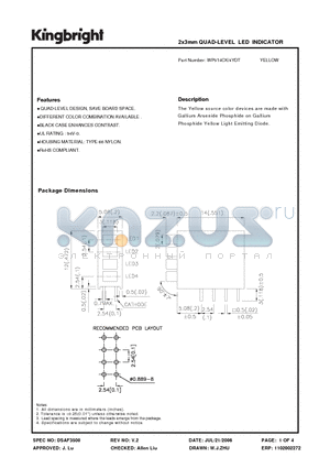 WP914CK-4YDT datasheet - 2x3mm QUAD-LEVEL LED INDICATOR