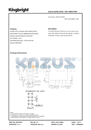 WP914CK/4IDT datasheet - 2x3mm QUAD-LEVEL LED INDICATOR