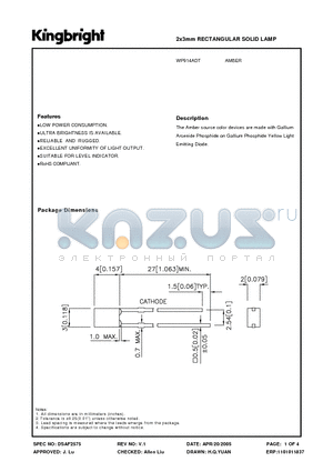 WP914ADT datasheet - 2x3mm RECTANGULAR SOLID LAMP