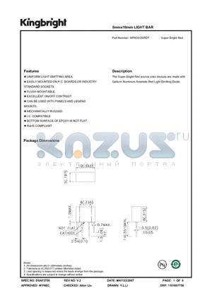 WP835-2SRDT datasheet - 5mmx10mm LIGHT BAR