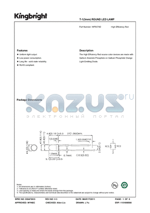 WP937IID_11 datasheet - T-1(3mm) ROUND LED LAMP