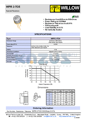 WPR2-TO5 datasheet - Special Resistors