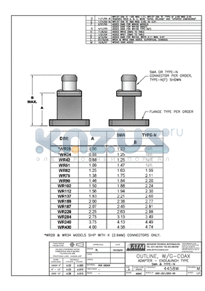 WR28 datasheet - OUTLINE, W/G-COAX ADAPTER - ENDLAUNCH TYPE SMA&TYPE-N