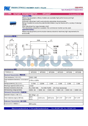 WR3006P datasheet - ROTARY POTENTIOMETER