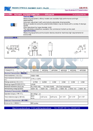 WR3362W datasheet - ROTARY POTENTIOMETER