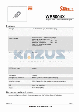 WR5004X datasheet - Single Color v5 Round Shape Type