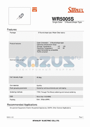 WR5005S datasheet - Single Color 5 Round Shape Type