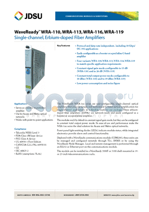 WRA-119 datasheet - WaveReadyWRA-110,WRA-113,WRA-116,WRA-119