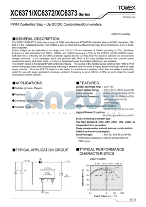 XC6371E datasheet - PWM Controlled Step-Up DC/DC Controllers/Converters