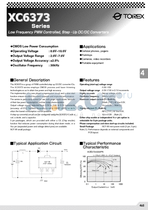XC6373 datasheet - LOW FREQUENCY PWM CONTROLLED STEP UP DC/DC CONVERTER