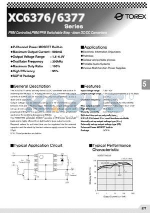 XC6376AXX3SL datasheet - PWM Controlled PWM/PFM Switchable Step-down DC/DC Converters