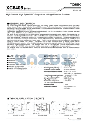 XC6405FV87MR datasheet - High Current, High Speed LDO Regulators, Voltage Detector Function