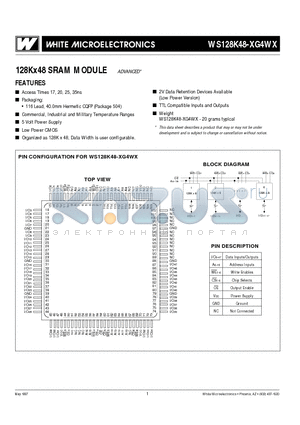 WS128K48-XG4WCA datasheet - 128Kx48 SRAM MODULE