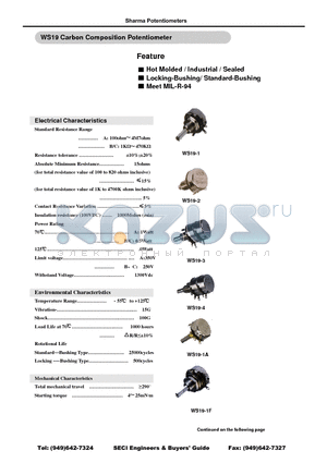 WS19-1 datasheet - Carbon Composition Potentiometer