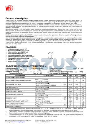 WS337L datasheet - 3-TERMINAL ADJUSTABLE REGULATORS