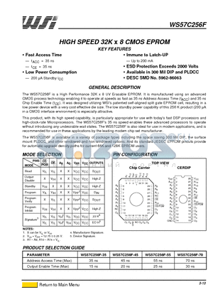 WS57C256F-35 datasheet - HIGH SPEED 32K x 8 CMOS EPROM