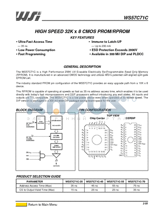 WS57C71C-35 datasheet - HIGH SPEED 32K x 8 CMOS PROM/RPROM