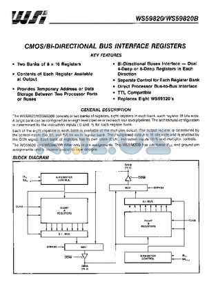 WS59820 datasheet - CMOS / BI - DIRECTIONAL BUS INTERFACE REGISTERS