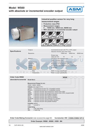 WS60-30000-HPAR datasheet - absolute or incremental encoder output