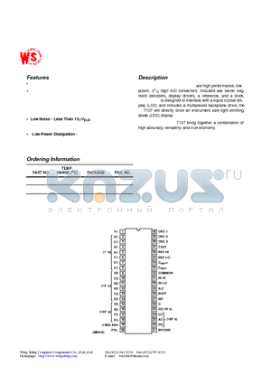 WS7106 datasheet - 3 1/2 Digit LCD/LED Display A/D Converters