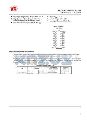 WS74HC245 datasheet - OCTAL BUS TRANSCEIVERS WITH 3-STATE OUTPUTS