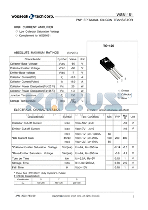 WSB1151 datasheet - PNP EPITAXIAL SILICON TRANSISTOR