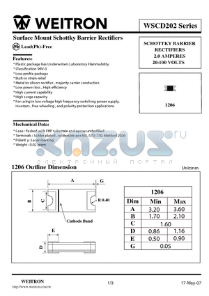 WSCD203 datasheet - Surface Mount Schottky Barrier Rectifiers