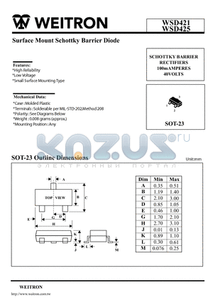 WSD421 datasheet - Surface Mount Schottky Barrier Diode