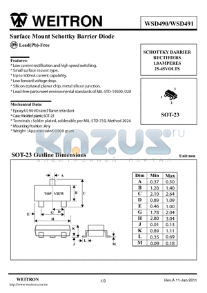 WSD490_11 datasheet - Surface Mount Schottky Barrier Diode