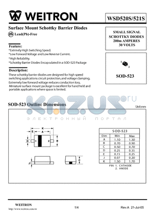 WSD520S datasheet - Surface Mount Schottky Barrier Diodes